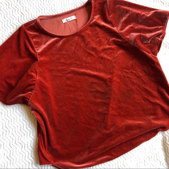 Madewell Orange Velvet Butterfly Top XXS Boxy Fit - Picture 7 of 8